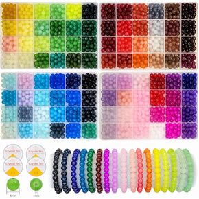 1200PCS 8mm Glass Beads Bracelet Making Kit, 48 Colors Crystal Beads for Jewelry Making, 2 Box Cataclastic Lineation Beads Suitable for Beginners in Kuwait