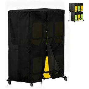 Folding Chair Rack Cover, 420D Waterproof Folding Rolling Cart Chair Storage Rack Cover - 84 Chairs Capacity, With 2 Buckles & Drawstring, 72"L x 35"W x 73"H, Black in Kuwait