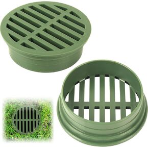 (2 Pack) Calvana 4" Plastic Round Drainage Grate Cover, Fits 4" Pipes, Prevents Debris, Ideal for Lawns, Patios, and Walkways, Durable UV-Resistant Plastic, Easy Installation, Green in Kuwait