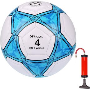 كرة قدم سميكة مع مضخة - مقاسات 3/4/5 للأطفال والشباب والكبار - كرة قدم متينة من جلد البولي يوريثان مقاومة للانفجار للتدريب والمباريات، مخيطة آليًا in Kuwait