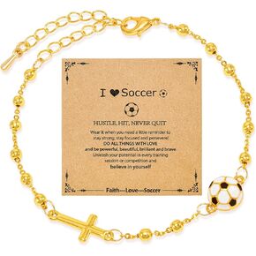 Sports Bracelets for Her Women Teen, Soccer Football Basketball Softball Volleyball Bracelet for Women, Cross Bracelet Gifts for Game Day Birthday Christmas, Sport Fan Team Players Gift in Kuwait