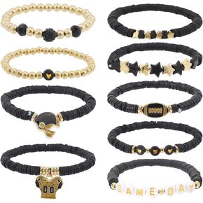 Football Charm Bracelet Beaded Stretch Bracelet for Football Sports Fan Friends Gift in Kuwait