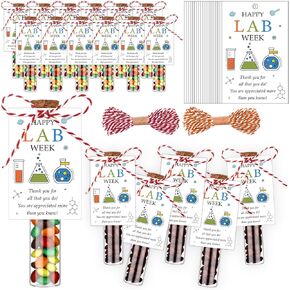 36Set Lab Week Gifts Bulk 30ml Glass Test Tubes with Caps Set Science Party Favors Thank You Gifts Happy Lab Week Cards and Rope Thank You Laboratory Tech Pathologists Workers Office Staff Gifts in Kuwait