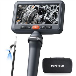 DEPSTECH Dual Lens Borescope Camera with Light, Two-Way Articulating Borescope, 5" IPS Dual View Endoscope with 0.33in Slim Probe, 1080P Waterproof Inspection Camera for Wall Auto Engine Inspect-5FT in Kuwait