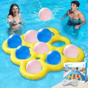 مجموعة ألعاب ألعاب البلياردو تيك تاك تو وألعاب حمام السباحة - ألعاب ساحة خارجية قابلة للنفخ للأطفال والبالغين والعائلة، مع 10 كرات للبالغين والمراهقين والأطفال من 2 إلى 10 لاعبين in Kuwait