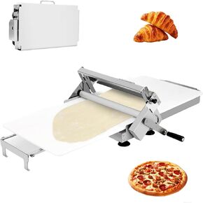 15.8" Folding Dough Sheeter with Sheeter Board Thickness Adjustable Manual Countertop Dough Sheeter Roller Machine Stainless Steel for Pizza Puff Pastry Dough in Saudi Arabia