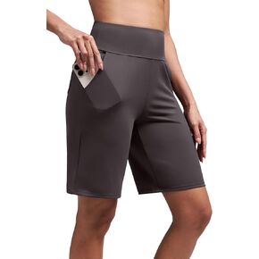 Alaroo Women's Bermuda Long Shorts with Pockets High-Waisted Knee Length Biker Athletic Running Yoga Workout Gym in Kuwait