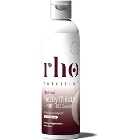 Rho Nutrition Liposomal Methylfolate 5-MTHF + B12 Complex - حمض الفوليك الميثيل السائل النشط بيولوجيًا عالي الامتصاص وB12 - يدعم الميثيل وإنتاج الطاقة والمزاج والصحة الخلوية in Kuwait