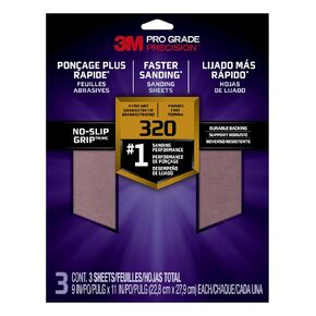 3M 25220P-G Pro Grade No-Slip Grip Advanced Sandpaper, 9-Inch x 11-Inch, 220 Grit, Pack of 3 in Kuwait