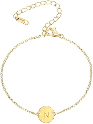 18K Gold Plated Stainless Steel Initial Bracelet Personalized Letter Charm Bracelet Small Dainty Disc Monogram Name Bracelet for Women in Kuwait