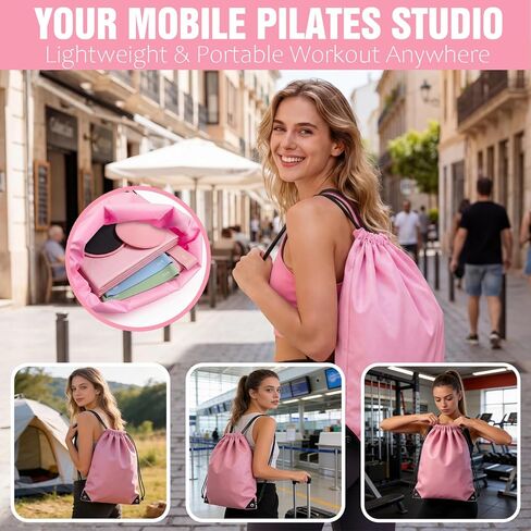 Pilates Kit with Foldable Yoga Mat, Portable Home Workout Pilates Equipment, Lightweight Pilates Set for Travel & Small Spaces,14.5" Pilates Ring and Ball, Resistance Bands & Core Sliders, Pink in Saudi Arabia
