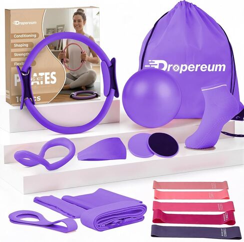 Pilates Kit for Women – 16PCS Home Pilates Workout Kit for Beginners, Pilates Ring Set with Ball, Resistance Bands & Accessories, Full Body Toning Equipment for Home Workouts in Kuwait