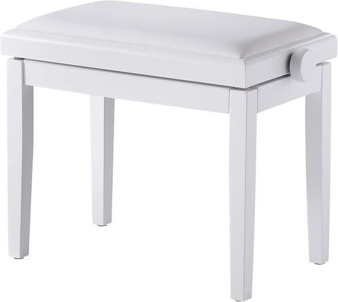 Adjustable Piano Bench, Wooden Piano Stool with Faux Leather Padded Cushion, Vanity Bench, Piano Seat (White) in Saudi Arabia