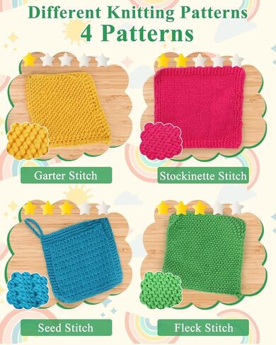 Aeelike Crochet Kit for Beginners Kids ، Easy Crochet Kit Learn To Crochet Dishcloth with Yarns Conisian Crochet Hooks Ergansed Bealded ، Confuls Crochet Starter Kit ، Continful in Kuwait