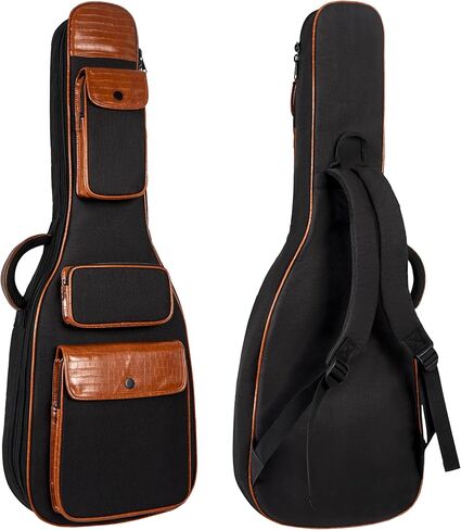 39/40 Inch Electric Guitar Gig Bag, 0.5" Thickened Padding, Water-Resistant Frosted Cloth & Crocodile-Patterned PU Leather, Soft Durable Guitar Backpack Case with 3 Pockets & Neck Fixed Strap in Kuwait