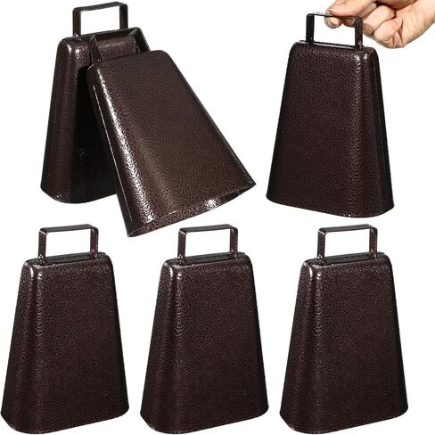 Boao 6 Pack Metal Cowbells with Handle 7.4 Inch Cow Bells Noise Makers Hand Percussion Cowbells Bronze Loud Cheering Bells for Sporting Events Football Games Weddings Stadiums Celebrations Party in Kuwait