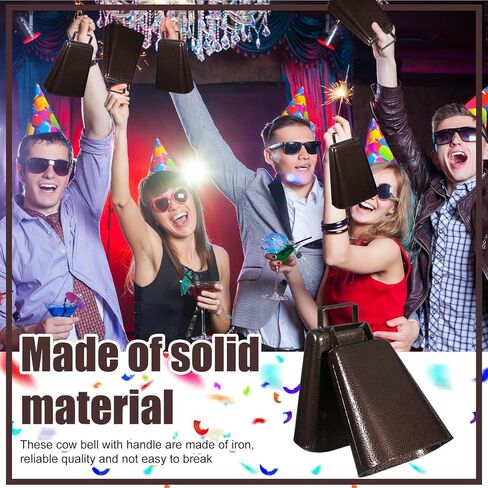 Boao 6 Pack Metal Cowbells with Handle 7.4 Inch Cow Bells Noise Makers Hand Percussion Cowbells Bronze Loud Cheering Bells for Sporting Events Football Games Weddings Stadiums Celebrations Party in Kuwait