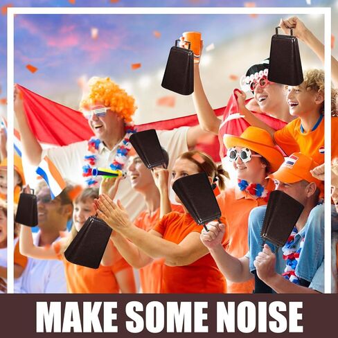 Boao 6 Pack Metal Cowbells with Handle 7.4 Inch Cow Bells Noise Makers Hand Percussion Cowbells Bronze Loud Cheering Bells for Sporting Events Football Games Weddings Stadiums Celebrations Party in Kuwait