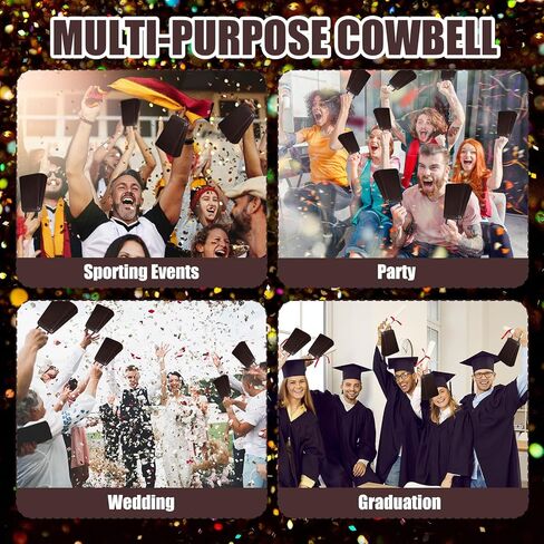 Boao 6 Pack Metal Cowbells with Handle 7.4 Inch Cow Bells Noise Makers Hand Percussion Cowbells Bronze Loud Cheering Bells for Sporting Events Football Games Weddings Stadiums Celebrations Party in Kuwait