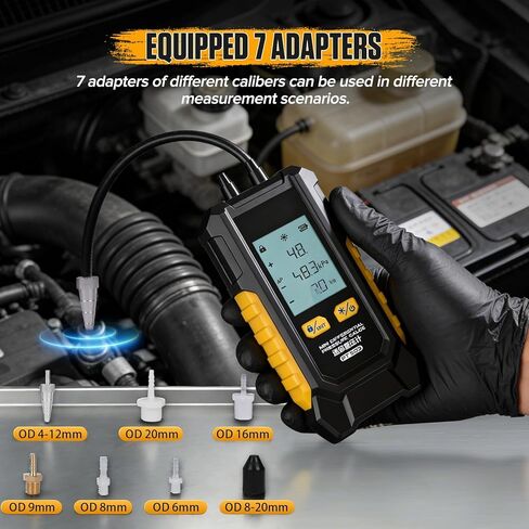 PT503 Digital Gas Pressure Manometer Tester, Dual-Port HVAC Manometer with Measuring Range of -100 to 200 KPa, 6 Selectable Units, Data Retention Function and 7 Adapters Included in Kuwait