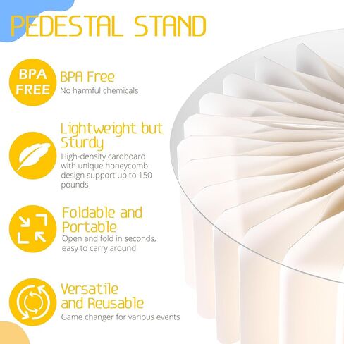 رافعات وحوامل البوفيه، حوامل عرض أكريليك، مجموعة عرض طاولة الحلوى، حامل كعكة الزفاف، حامل كب كيك أكريليك، حوامل أسطوانية للحفلات، حوامل كعكة عيد الميلاد للحفلات (العاج، 6 عبوات) in Kuwait