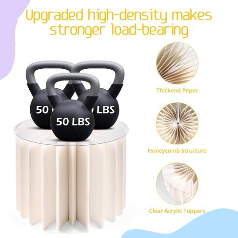 رافعات وحوامل البوفيه، حوامل عرض أكريليك، مجموعة عرض طاولة الحلوى، حامل كعكة الزفاف، حامل كب كيك أكريليك، حوامل أسطوانية للحفلات، حوامل كعكة عيد الميلاد للحفلات (العاج، 6 عبوات) in Kuwait