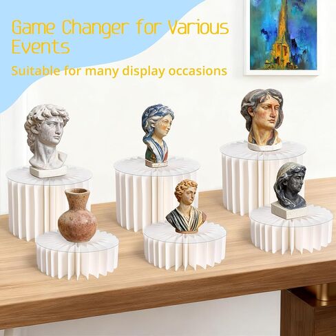 رافعات وحوامل البوفيه، حوامل عرض أكريليك، مجموعة عرض طاولة الحلوى، حامل كعكة الزفاف، حامل كب كيك أكريليك، حوامل أسطوانية للحفلات، حوامل كعكة عيد الميلاد للحفلات (العاج، 6 عبوات) in Kuwait