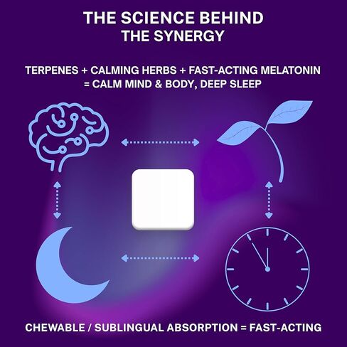 دعم قوي للنوم - جذر فاليريان، اشواغاندا، الميلاتونين والتربينات النباتية - أقراص قابلة للمضغ ناعمة سريعة المفعول - نكهة التوت النباتية - 30 قيراط in Kuwait