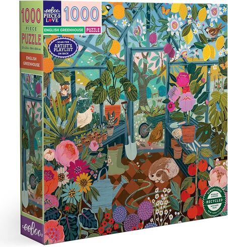 Eeboo Piece & Love: Library Vintage - 1000 قطعة لغز - بانورامات مربعة للبالغين ، 23x23 ، تتضمن إدراج صورة مرجعية ، قطع لامعة in Kuwait