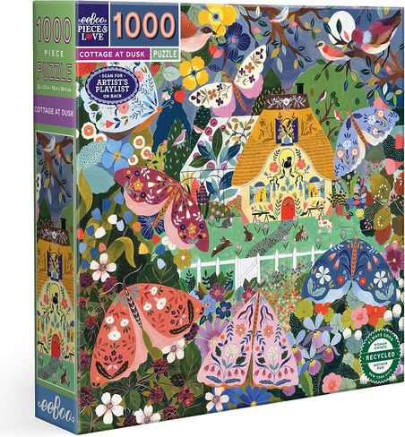 Eeboo Piece & Love: Library Vintage - 1000 قطعة لغز - بانورامات مربعة للبالغين ، 23x23 ، تتضمن إدراج صورة مرجعية ، قطع لامعة in Kuwait