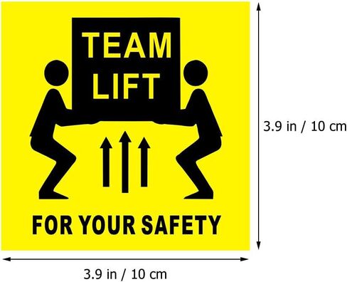 200Pcs Team Lift Warning Stickers Heavy Object Shipping Labels 3.93X3.93In Strong Adhesion Safety Operation Warnings for Warehouse and Factory Use in Saudi Arabia