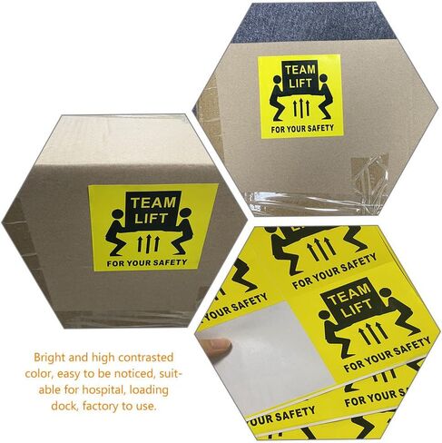 200Pcs Team Lift Warning Stickers Heavy Object Shipping Labels 3.93X3.93In Strong Adhesion Safety Operation Warnings for Warehouse and Factory Use in Saudi Arabia