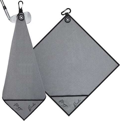 Magnetic Golf Towel 18" x 18" with Clip Exclusive Cleaning Pocket - Premium Ultra-Absorbent Microfiber Golf Towel with Magnet for Clubs - Essential Golf Accessories Golf Gifts for Men Women(Black) in Saudi Arabia