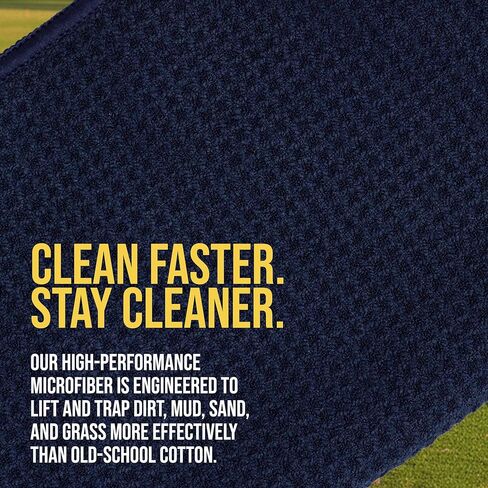 Mircrofiber Golf Magnetic Towel, 16" x 24", Golf Towel Magnet, Premium Ultra-Absorbent Waffle Pattern Microfiber Golf Towel with Magnet & Clip for Golf Carts or Clubs, Golf Gear (Navy Blue) in Kuwait