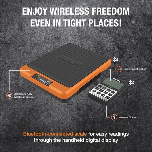 NAVAC NRS2i01 Wireless Refrigerant Scale | Bluetooth Handheld Display | 220 lbs Capacity | Lightweight Magnesium Alloy Weighing Pan | Precise Measurements | 1 Year Warranty in Saudi Arabia