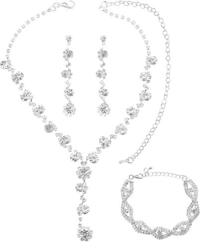مجموعة المجوهرات الفضية للنساء أزياء حفل زفاف أزياء مجوهرات رسمية للعرائس الزركوني المكعب أساور التنس القلفة in Kuwait