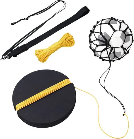 2-in-1 Soccer Training Equipment, Soccer Trainer for Ball Kick Practice with Heavy 6.5Lbs Rubber Weight Base and Bungee Elastic, Includes Adjustable Belt and Net for Youth Adult in Saudi Arabia