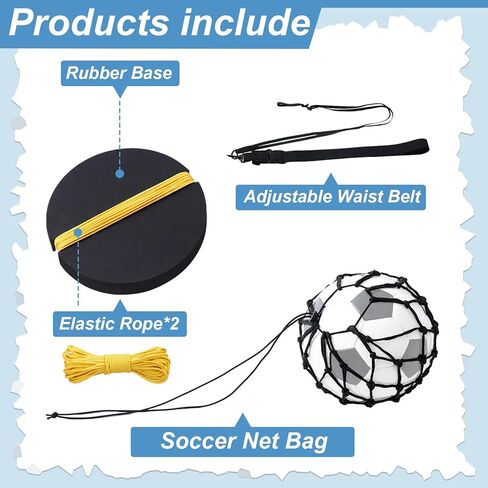 2-in-1 Soccer Training Equipment, Soccer Trainer for Ball Kick Practice with Heavy 6.5Lbs Rubber Weight Base and Bungee Elastic, Includes Adjustable Belt and Net for Youth Adult in Saudi Arabia