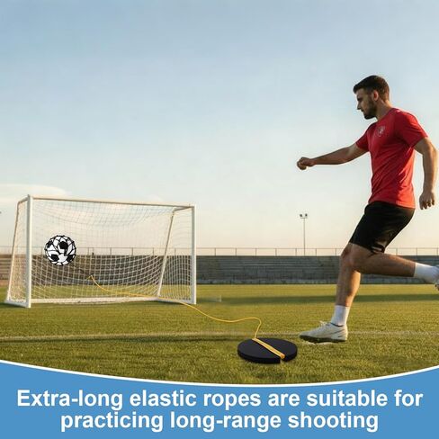 2-in-1 Soccer Training Equipment, Soccer Trainer for Ball Kick Practice with Heavy 6.5Lbs Rubber Weight Base and Bungee Elastic, Includes Adjustable Belt and Net for Youth Adult in Saudi Arabia