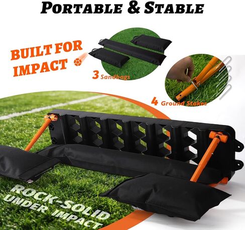 لوح كرة القدم 6 في 1 مع 6 مخاريط تدريب، جدار خلفي محمول مزدوج السطح مع 3 زوايا قابلة للتعديل (60 درجة/75 درجة/90 درجة) للتمرير واللمسة الأولى ورد الفعل، معدات تدريب كرة القدم في الفناء الخلفي in Kuwait