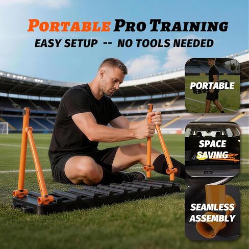 لوح كرة القدم 6 في 1 مع 6 مخاريط تدريب، جدار خلفي محمول مزدوج السطح مع 3 زوايا قابلة للتعديل (60 درجة/75 درجة/90 درجة) للتمرير واللمسة الأولى ورد الفعل، معدات تدريب كرة القدم في الفناء الخلفي in Kuwait