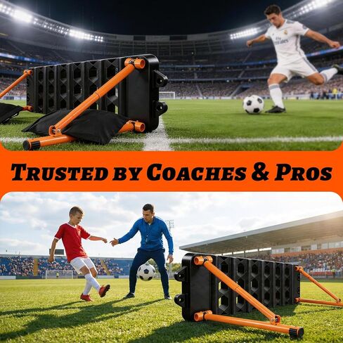 لوح كرة القدم 6 في 1 مع 6 مخاريط تدريب، جدار خلفي محمول مزدوج السطح مع 3 زوايا قابلة للتعديل (60 درجة/75 درجة/90 درجة) للتمرير واللمسة الأولى ورد الفعل، معدات تدريب كرة القدم في الفناء الخلفي in Kuwait