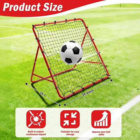Soccer Rebounder Net, Adjustable Angle Football Training Equipment with Steel Frame, Portable Folding Rebound Net for Passing and Control Practice, Easy Setup Outdoor Sports Gear for Youth and Adults in Saudi Arabia