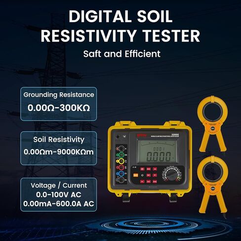 EITAI3200C اختبار مقاومة التربة، Φ70mm، 0.00Ω-300KΩ، 0.00Ωm-9000kΩm، AC 0-100.0V، 600A، مبيعات الشركة المصنعة المباشرة، المشابك المزدوجة جهاز قياس مقاومة الأرض الأرضية in Kuwait