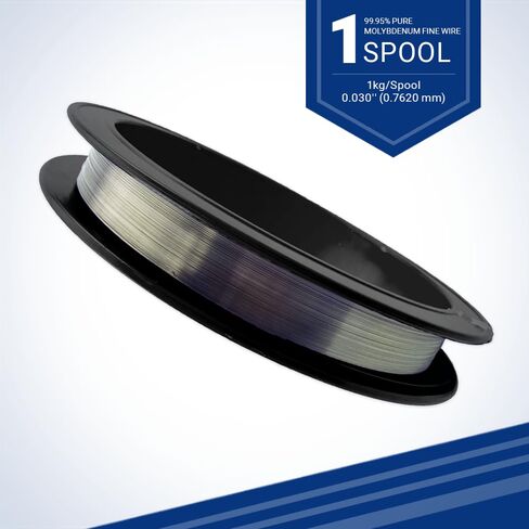 0.030'' (0.7620 mm) Diameter 99.95% Molybdenum Fine Wire, 1kg Spool, Cleaned and straightened in Kuwait