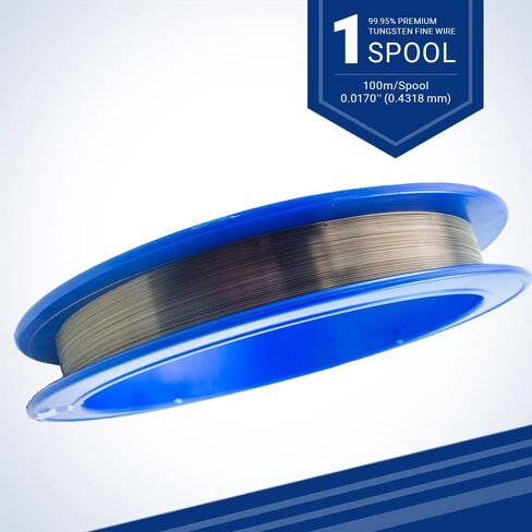 Premium Tungsten Fine Wire 0.0170'' (0.4318 mm) - 99.95% Pure for Precision Applications - Ultra-Fine Diameter, Durable Performance - 100 Meters/Spool for Fine-Detail Work Across Various Applications in Kuwait