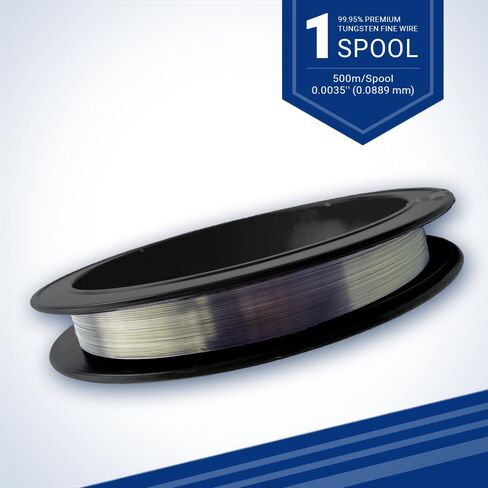 Premium Tungsten Fine Wire 0.0035'' (0.0889 mm) - 99.95% Pure for Precision Applications - Ultra-Fine Diameter, Durable Performance - 500 Meters/Spool for Fine-Detail Work Across Various Applications in Kuwait
