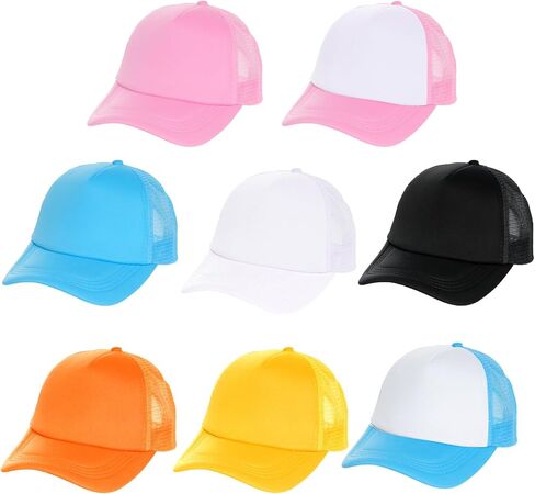 Yookat 8 Pack Baseball Caps Blank Mesh Hat Adjustable Baseball Cap Blank Design for Men and Women in Kuwait