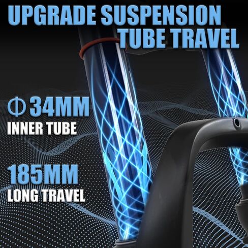 E-Bike Air Suspension Fork: 20 inch 4.0 Fat Tire Front Fork, 185mm Travel, 135mm Hub Spacing, 9mm QR - Double Shoulder Air Shock Absorption Design for MTB Snow Beach Fat Tire Ebike in Kuwait