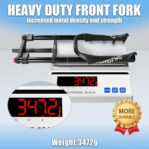 E-Bike Air Suspension Fork: 20 inch 4.0 Fat Tire Front Fork, 185mm Travel, 135mm Hub Spacing, 9mm QR - Double Shoulder Air Shock Absorption Design for MTB Snow Beach Fat Tire Ebike in Kuwait